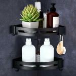 Tagve Black Stainless Steel Shower Caddy Nail Free Wall Mounted Bathroom Shelves