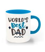 Whats Your Kick Dad Lover Worlds Best Dad Ever Design Printed Sky Blue Ceramic Coffee and Tea Mug 325 ML