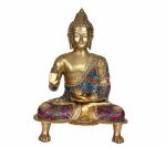 Idol Collections Multicolor Brass Buddha Religious Statue, 20 Inch