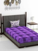 BIANCA espeda violet Cotton Single Bedsheet With 1 Pillow Cover-2pc set checks(224 cm x 150 cm)
