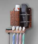 Flaner Wall Mounted Tooth Brush Hanger/Tooth Paste Holder For Bathroom Accessories Acrylic Toothbrush Holder (Brown, Wall Mount)