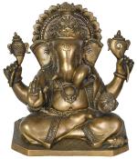 IDOL COLLECTIONS Golden Brass Lord Ganesha Wearing Crown Idol l GOD IDOLS