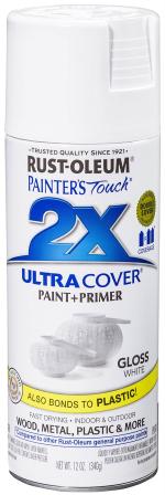 Rust-Oleum Painter's Touch 249090 Ultra Cover 2x Spray Paint Gloss White, 340 grams