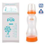 PUR Anti Colic Slim Neck Feeding Bottle with Nipple for Baby (250 ml,Orange)