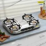 Urban Chef ISI certified Double Decker Blitz Stainless Steel Manual Gas Stove (4 Burners)