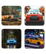 Whats Your Kick Car Lover Old Beautiful Cars Printed Set of 4 Coaster With Metal Stand