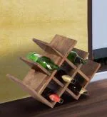 Ikiriya Kassel Sheesham Wood Wine Rack| Bottle Holder| Bar Cabinet for 8 Bottles in Teak Finish