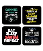 Whats Your Kick Swimming is the Heartbeat Printed Set of 4 Coasters With Beautiful Metal Stand