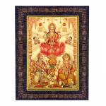 Hawai Gold Plated Saraswati Ganesh Laxmi Wooden Wall Hanging Religious Photo Frame for Worship Use SFDI567BLKFRM 8.5x7 inch