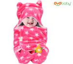 OYO BABY Star Pink 3 in 1 Baby Blanket Wrapper cum Sleeping Bag 68 cm x 72 cm (0-9 Month)