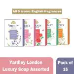 Yardley London Luxury Soap - All 5 iconic English fragrances Assorted - 100g - Pack of 15