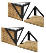 Retailmonk Triangle Shaped Heavy Steel Black Wall Shelf Angle Brackets 14 cm x 14 cm x 14 cm (4 pcs)