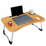 MOSTSHOP Smart Standard Multi-Purpose Laptop Table with Dock Stand/Study Table/Bed Table/Foldable and Portable/Ergonomic & Rounded Edges/Non-Slip Legs/Engineered (Wooden)