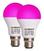 3A BRIGHT 9W B22 Round Pink Colour LED Bulb , Pack of 2