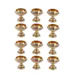 pujaNpujari Kuber Diya Deepam Akhand Diya Jyoti on Stand for Pooja and Diwali Festival (Set of 12) Brass (Pack of 12) Table Diya Set (Height: 2 inch)
