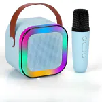 Meckwell K12 Speaker Machine Bluetooth-Compatible Wireless Karaoke Mic Speaker Multi-Compatibility Modes, RGB Lights Speaker(Blue)