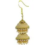 SANJ JEWELRY FASHION Silk Thread Two Layer Hook Drop Jhumki Earrings For Women Hook Dangle Silk Dori Jhumka Earrings For Girls Beads Silk Dori Jhumki Earring, Hoop Earring, Earring Set