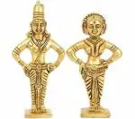 Idol Collections Brown Metal Lord Vitthal Or Panduranga And Rukmani Statue, 6 Inch