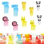 Hasthip Random Color Plastic Mini Cartoon Cute Toothpick Food Fruit Forks For Kids (Pack Of 10)