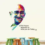DECORHUBB 55 cm Mahatma Gandhi - Father of Nation - Office Motivational - Inspirational - Quotes - Warp Art - Creative - Colourful Wall Sticker ' (PVC Vinyl - 75cm X 65 cm) Self Adhesive Sticker (Pack of 2)