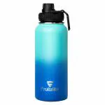 Fruitalite Thermos Water Bottle- 1000ml with Screw, Spout Lid, Stainless Steel Double-Wall Vacuum Insulated - Blue Waves