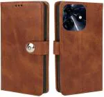 COVERBLACK Artificial Leather::Rubber Flip Cover Compatible model for Infinix SMART 8 HD - Brown