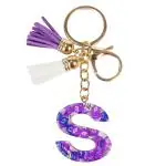 CRAFTSTUDIO Resin Alphabet Initial S letter keychain for Boys & Girls