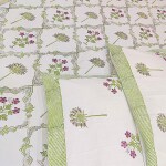 Jaipur Weaves Bedsheet for Double Bed, Standard Queen Size Bed Cotton, Elastic Fitted, 300 TC 100% Cotton Fitted Bedsheet with 2 Pillow Covers, Diwali Gifts 78x60 in/ 5ftx6ft (Queen, Yellow, Green)