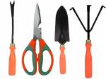Green India Gardening Tool Kit Pack of 4 Pcs contains weeder, Hand Shovel, Cultivator with Multipurposes Scissor for garden & kitchen Garden Tool Kit (4 Tools)