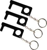 Stealodeal Black Virus Protection Metal No Touch Key Chain (Pack Of 3)