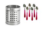 FIRST FRONT Stainless Steel Cutlery Holder With Stainless Steel Handle Fork and (Multicolour, Pack of 2)