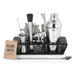 BarBox - Home Bartending Kit with Stand (Silver - Black) (13pcs Bar set)