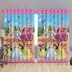 Riftree Polyester Cinderella 3D Digital Print Door Curtains for Home and Kids Room - Set of 2 Pieces (Multicolor, 4 x 7 feet)