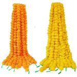 WDECOR WDECOR Festival Decorative Artificial Yellow and Orange Marigold Flowers Fluffy Flower Hanging Garland Genda Phoo Yellow, Orange Marigold Artificial Flower Yellow, Orange Marigold Artificial Flower (60 inch, Pack of 10, Garlands)