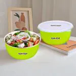 Microwave Safe Bowl With Lids Serving Bowls each bowl 460ml Set of 2 (Parrot Green)
