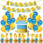 Zyozique 37 pcs Baby Duck Theme Party Decorations, Birthday Party Supplies Includes Happy Birthday Banner, CakeTopper, Cupcake Toppers, Balloons for Kids Birthday Party Supplies