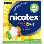 Cipla Nicotex Nicotine Sugar Free Fruit Burst Gums 2Mg, Helps To Quit Smoking (Pack Of 10)
