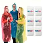 ToYooZe Disposable Rain Card Credit Card Sized Raincoat Pocket Size Rain Card (PACK OF 5) Reusable Rain Poncho for Men Women Kids (Multicolour)
