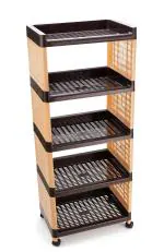 SHRAVI Storage Rack For Office, Living Room, Kitchen, Storage Organizer With Wheels(5 Layer-Brown)