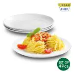 Urban Chef Unbreakable Melamine White Textured Round Dinner/Lunch /Serving Plates (20 cm) 100 % Food Grade Plates (Set of 4)