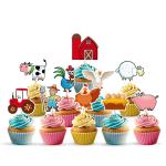 Zyozique 10 Pieces Farm Animal Theme Cupcake Topper , Farmhouse Cupcake topper for Farm Theme Party Birthday Party Decoration Baby Shower Supplies