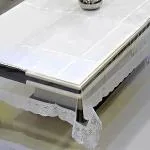 Agroha Center Table Cover| Center Table Cover for Living Room| Table Cloth | 60x40 inches (Transparent with Silver lace)