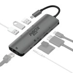 Pibox India USB C Hub Dock- 9 in 1 Aluminium Type C Adapter with 4K HDMI, Ethernet 1000mbps RJ45, 3 USB 3.0, USB-C Power Delivery, 3.5mm Audio only, TF/SD Card Reader, MacBook / /Samsung USB C Devices