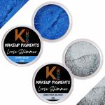 KINDED Dark Blue and Greyish Silver Powder Loose Shimmer Glitter Eyeshadow for Women - Pack of 2, Each Pack 3 g