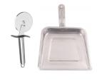 Blue Wonder Stainless Steel SS Pizza Cutter With Stainless Steel Dust Pan and (Multicolour, Pack of 2)
