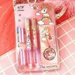 SAMVARDHAN Cute Unicorn Glittery Fountain Pen Set With Book Mark For Girls Stationery Writing Set For Kids (2 Pens, 4 Refills and 1 Bookmark)- Multi Color