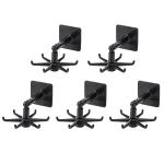 MAPPERZ Adhesive Stronger Plastic Wall Hangers 360 Degree Folding Hooks for Hanging Robe, Coat, Bags, Lights, Calendars,Towel, Keys, Oil-Proof Heavy-Duty for Bathroom Kitchen (Pack of 5)