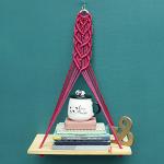 Vah Multicolor Wooden Colour Macrame Wall Hanging Shelf