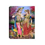 SHASWAT ART Krishna Playing Flute for Radha Canvas Painting with Wooden Box Frame for Living Room, Bed Room, Office, Hotels (46cm x 61cm)