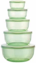 otak BPA Free Green Plastic Grocery Container - 2700, 1700, 1000, 580 and 290 ml(Pack of 5)